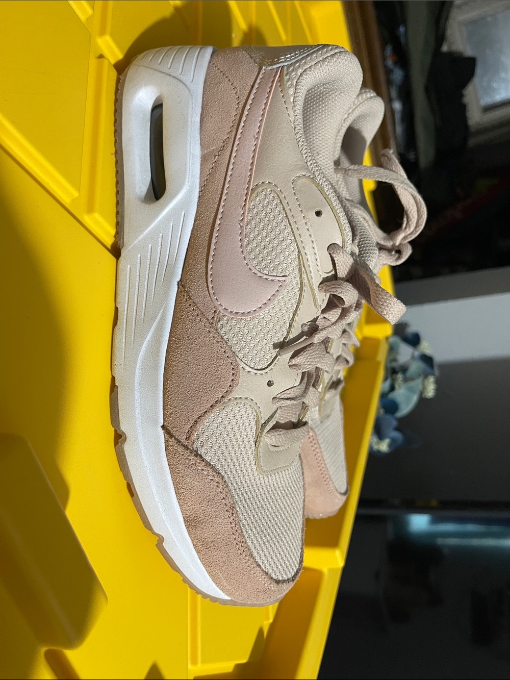 Nike Beige and Soft Pink Suede-Trim Sneaker